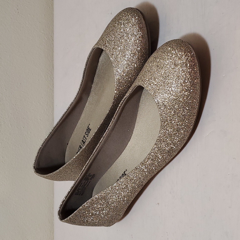 Lower East Side Glitter Flats - Gold, Size 6